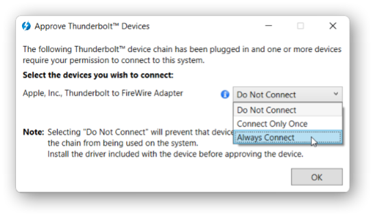 Approve Thunderbolt Devices - step 2