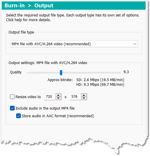 Output options
