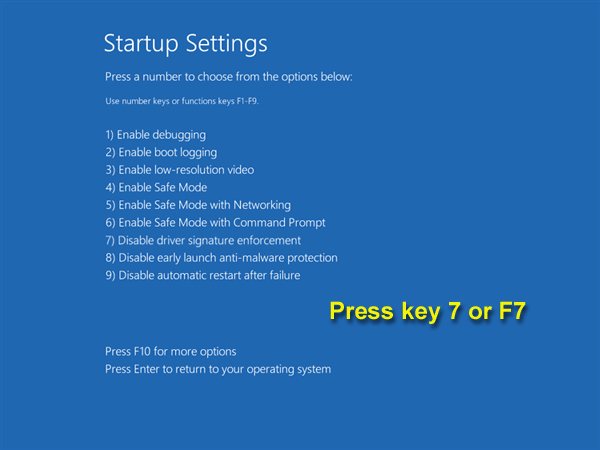 Press key 7